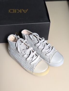 AKID Tweed High-Top Sneakers in Light Gray